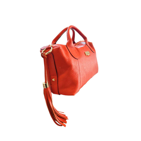 Orange Baldinini Trend LV1739 Lucca leather handbag with gold hardware, stylish and spacious for everyday use.