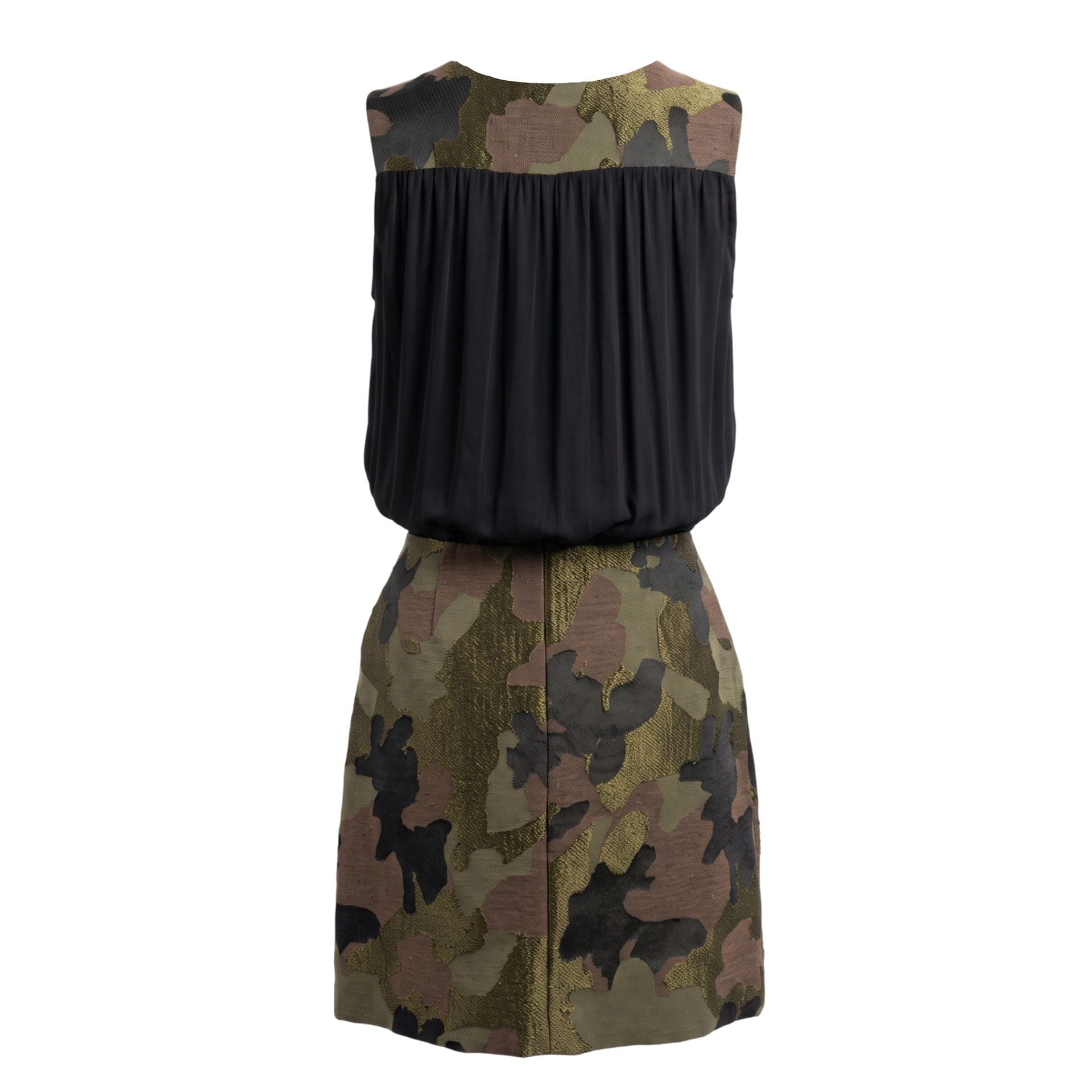 Camouflage Trussardi jeans with classic five-pocket design and brand logo, displayed on a neutral background.