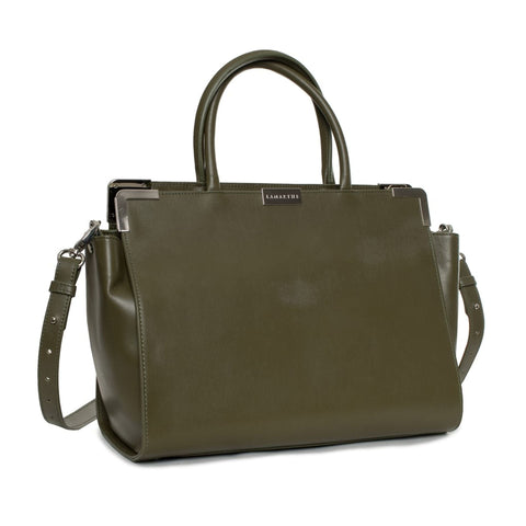 Jag Couture London - New York Lamarthe X073_CT403-_U300 stylish handbag with leather accents and silver hardware.