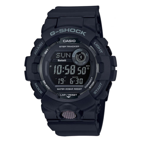 Casio GBD-800-1BER sports watch, black digital display with rubber strap, designed by Jag Couture London - New York.
