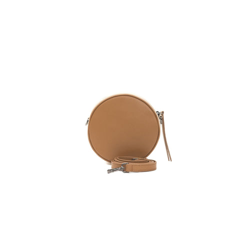 Jag Couture London - New York Pompei Donatella A1041ALICE beige leather handbag with gold-tone hardware and structured design.