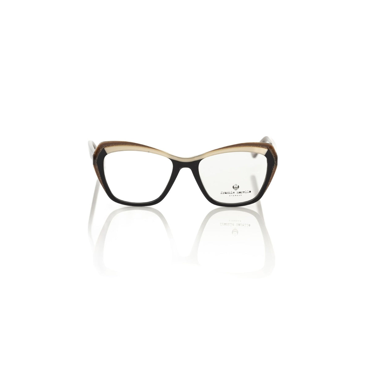 Frankie Morello FEWF8011DV_O424NEROBRILLOROORO sunglasses with gold metal frame and brown tinted lenses.