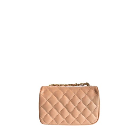 Baldinini Trend SC1418 LUCCA Cipria luxury leather handbag with gold hardware, designed by Jag Couture London New York.