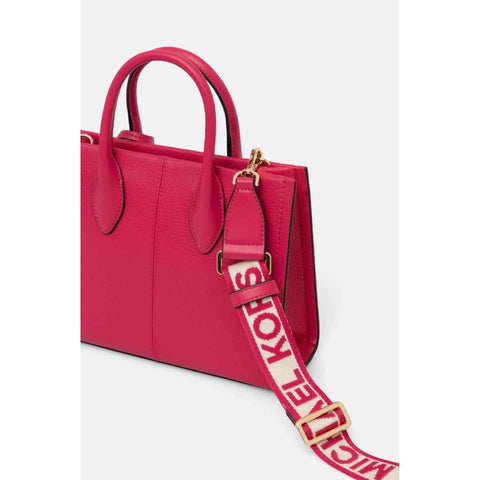 Pink Michael Kors 35S4G7ZC5L handbag with silver hardware, featuring a sleek design and textured leather finish.