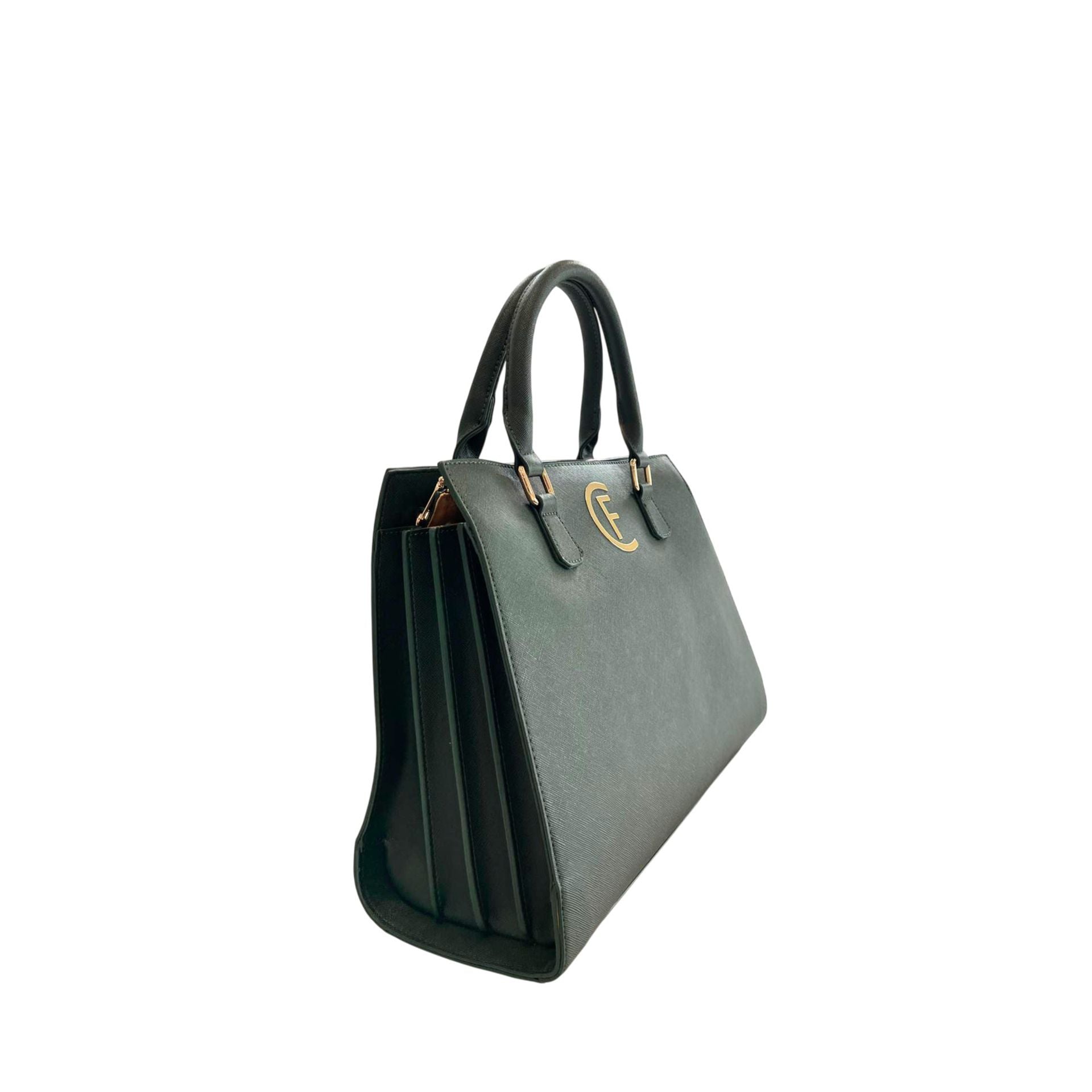 Cristinaeffe CF24FW022_VERDE handbag by Jag Couture London - New York, featuring green leather with silver hardware and structured design.