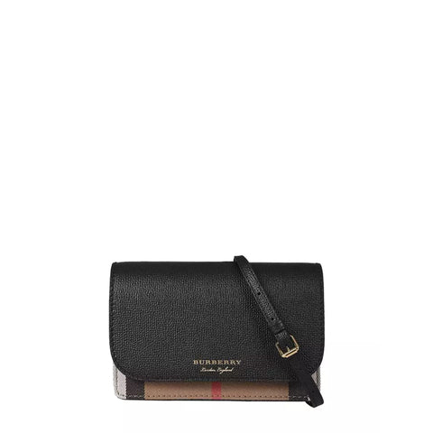 Burberry black and tan handbag by Jag Couture London featuring a structured design with leather accents and gold-tone hardware.