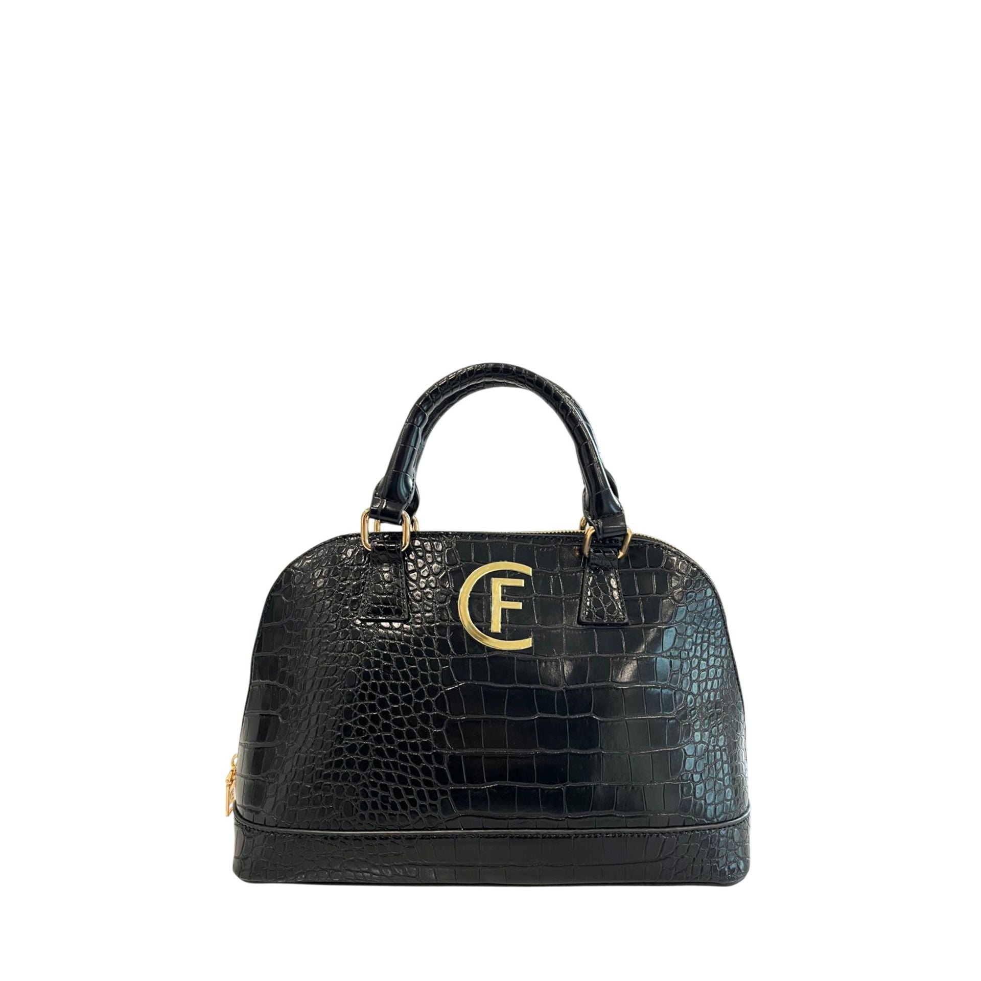 Black Cristinaeffe CF24FW023_NERO handbag by Jag Couture London - New York with sleek leather design and silver hardware.