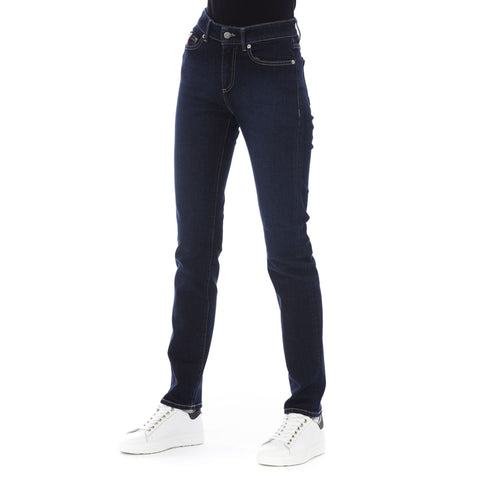 Baldinini Trend T9658 Alba blue navy leather shoes with sleek design, displayed on a plain background.