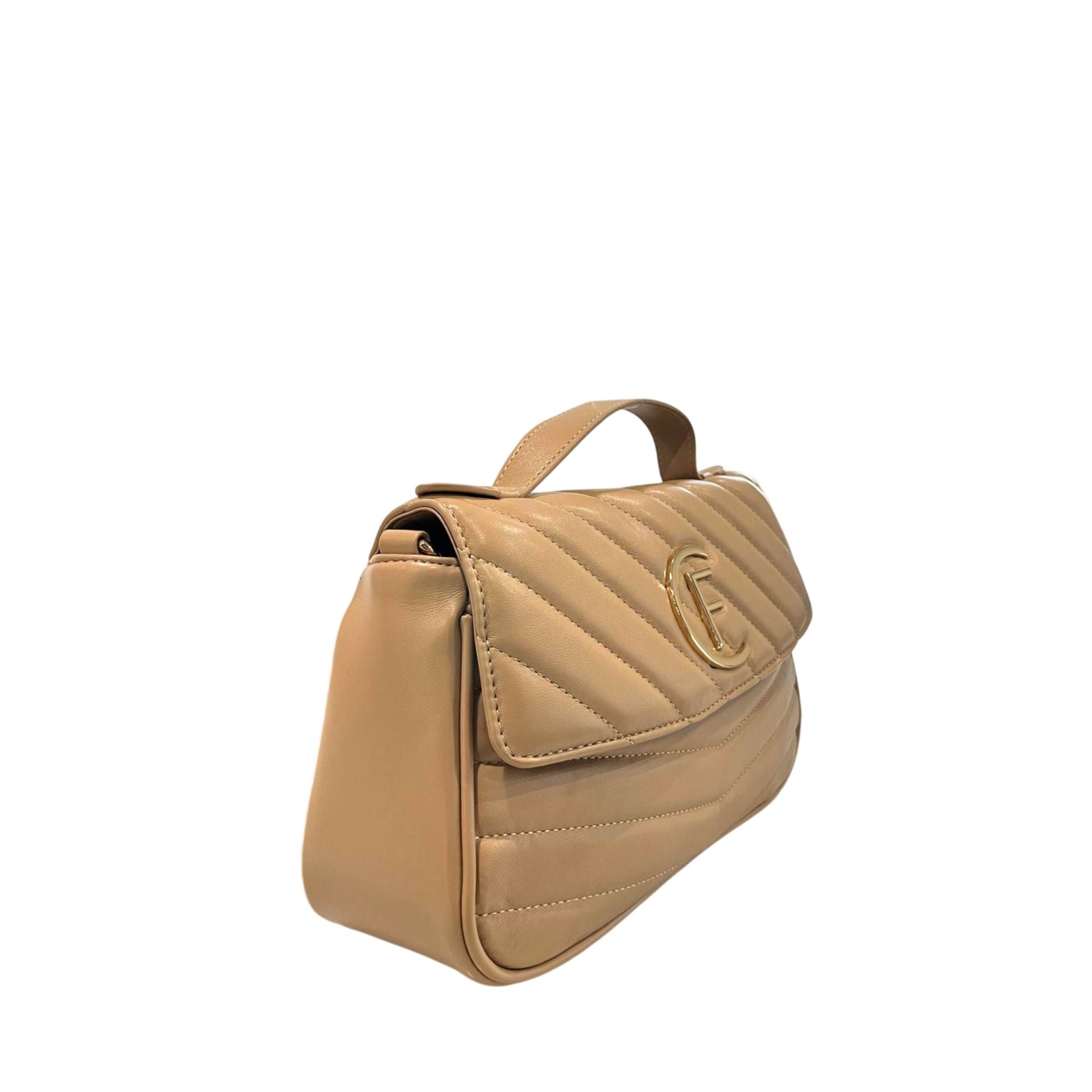 Cristinaeffe CF24FW026 Tortora handbag by Jag Couture London - New York, featuring a soft textured leather surface and silver hardware.