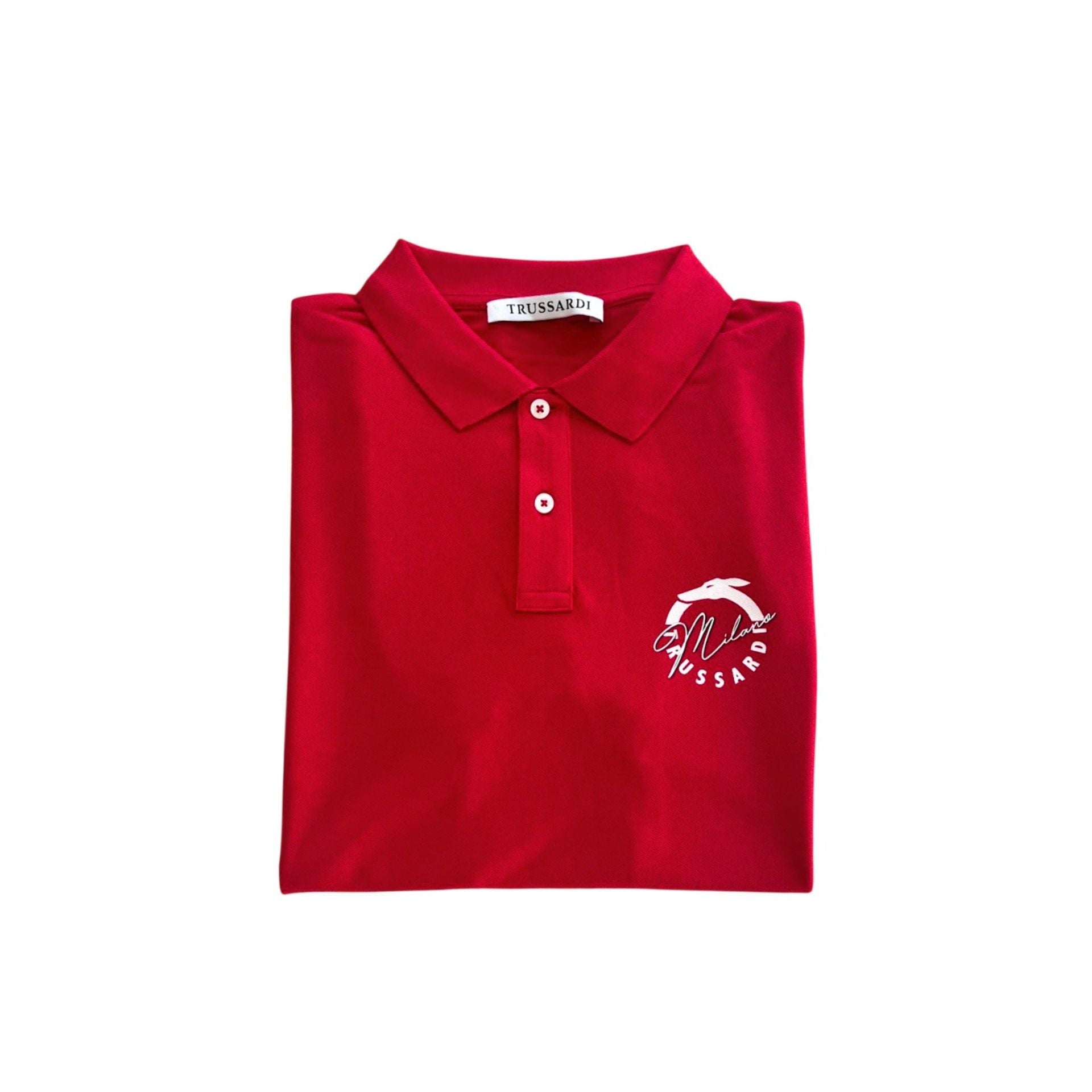 Red Trussardi Beachwear TRU25MPL01 from Jag Couture London-New York, featuring a stylish beachwear design with bold branding.