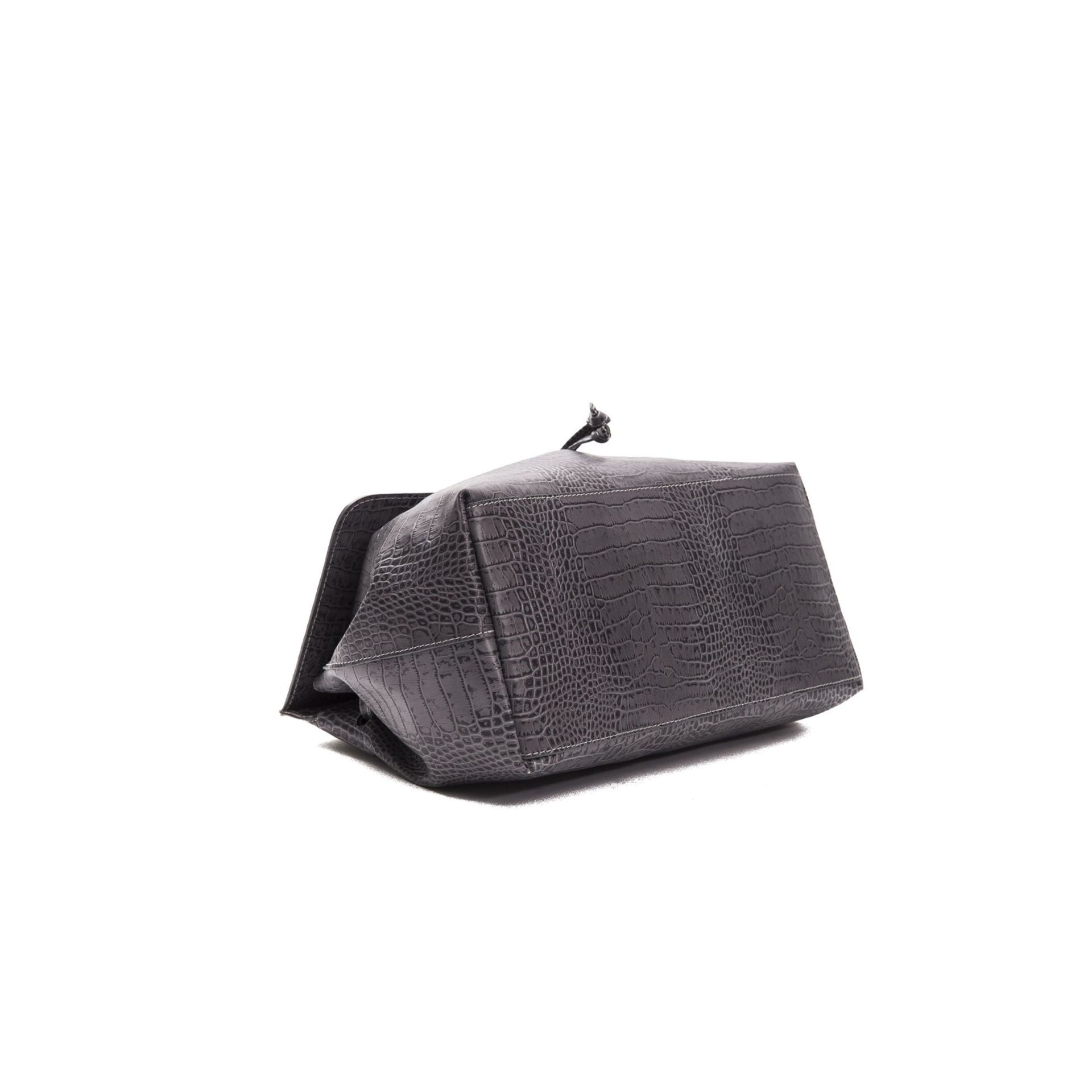 Jag Couture London grey Pompei Donatella 1172MARCELLA handbag with textured finish and silver hardware, stylish and elegant.