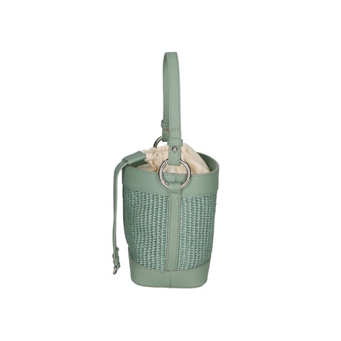 Jag Couture London - New York Gave Lux GLX220516623FBG-331_S96 Menta handbag with textured mint-green leather and silver hardware.