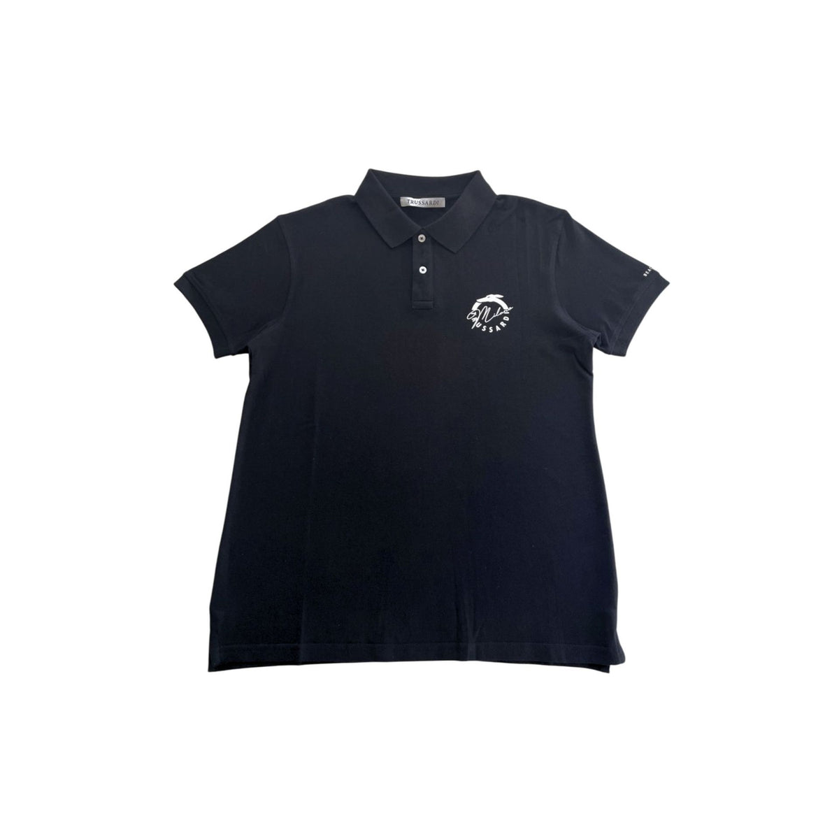 Black Trussardi beachwear TRU25MPL01 by Jag Couture London featuring stylish, lightweight fabric perfect for beachwear or summer outings.