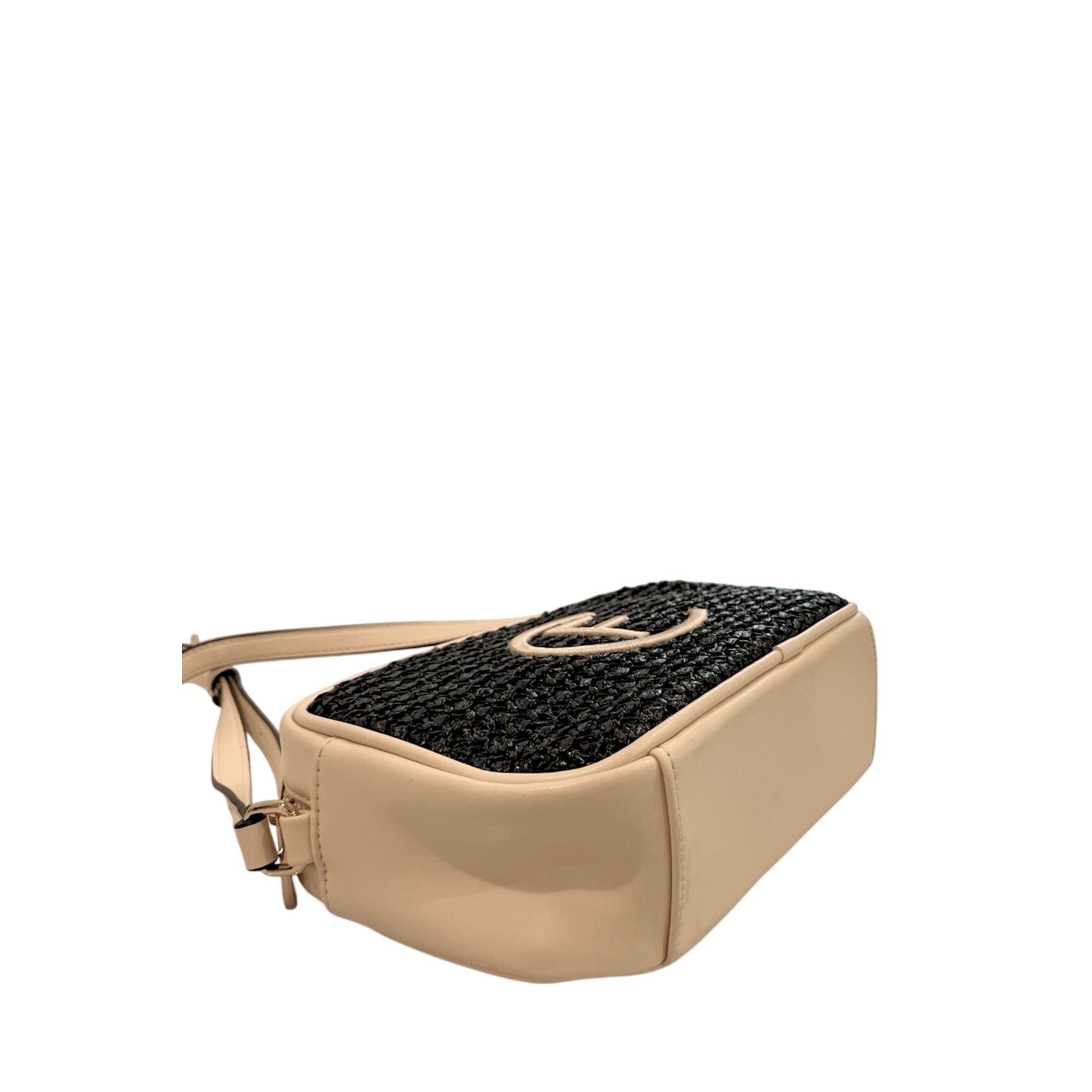 Black Cristinaeffe CF22702 handbag by Jag Couture London New York, featuring sleek leather with gold-tone hardware and structured design.