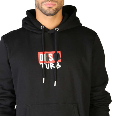 Diesel S-GIRK-HOOD hoodie by Jag Couture London-New York, shown in black with front pocket and hood, casual streetwear style.