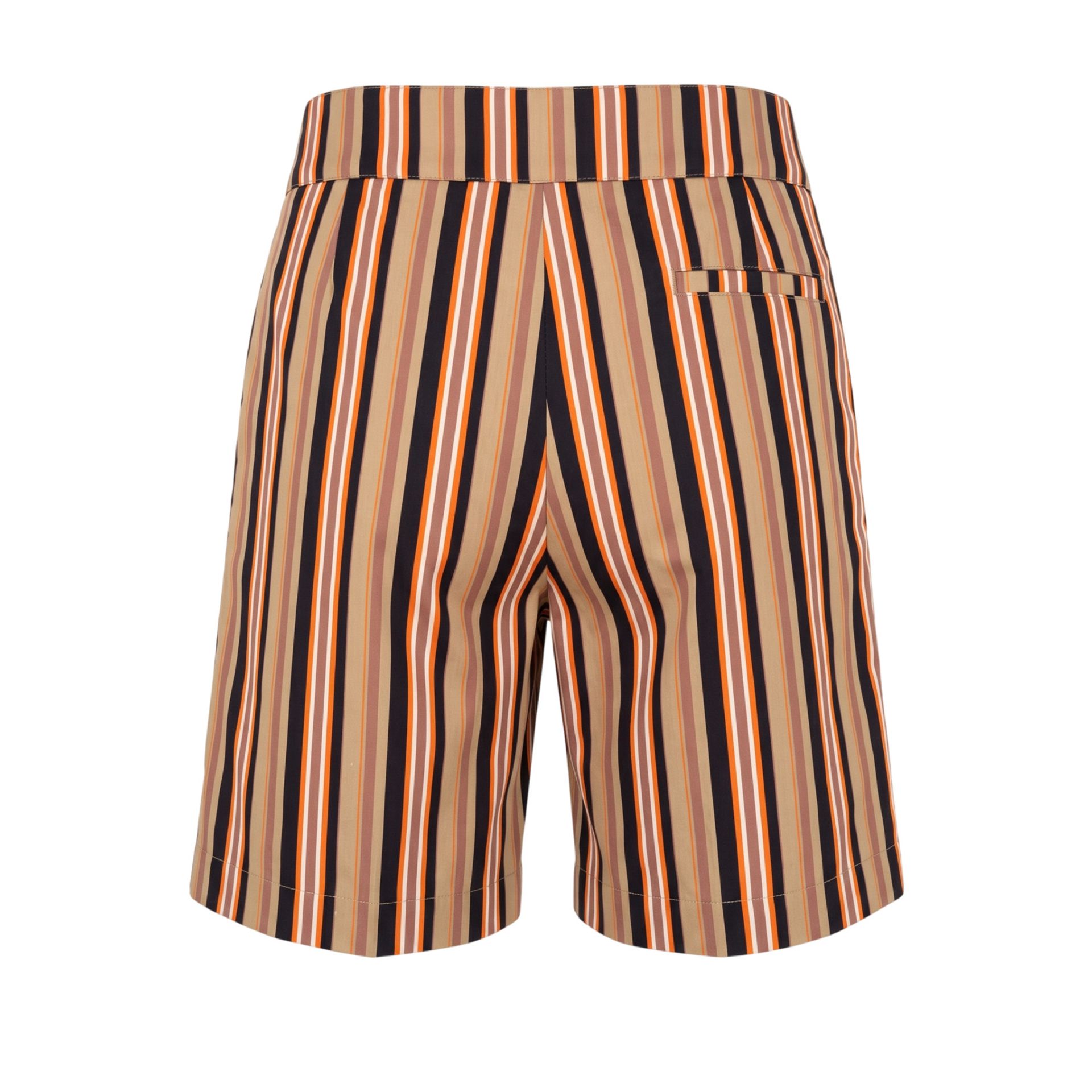 Trussardi jeans in beige and navy blue with orange accents, styled on a model showcasing the slim fit design.