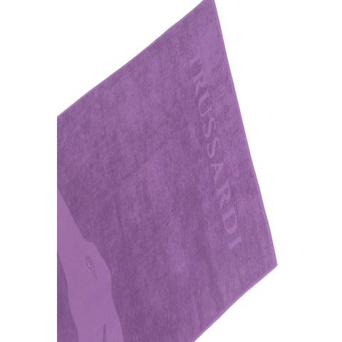 Purple Trussardi beachwear TRU2MTW01 shirt from Jag Couture London-New York, displayed on a hanger with a plain background.