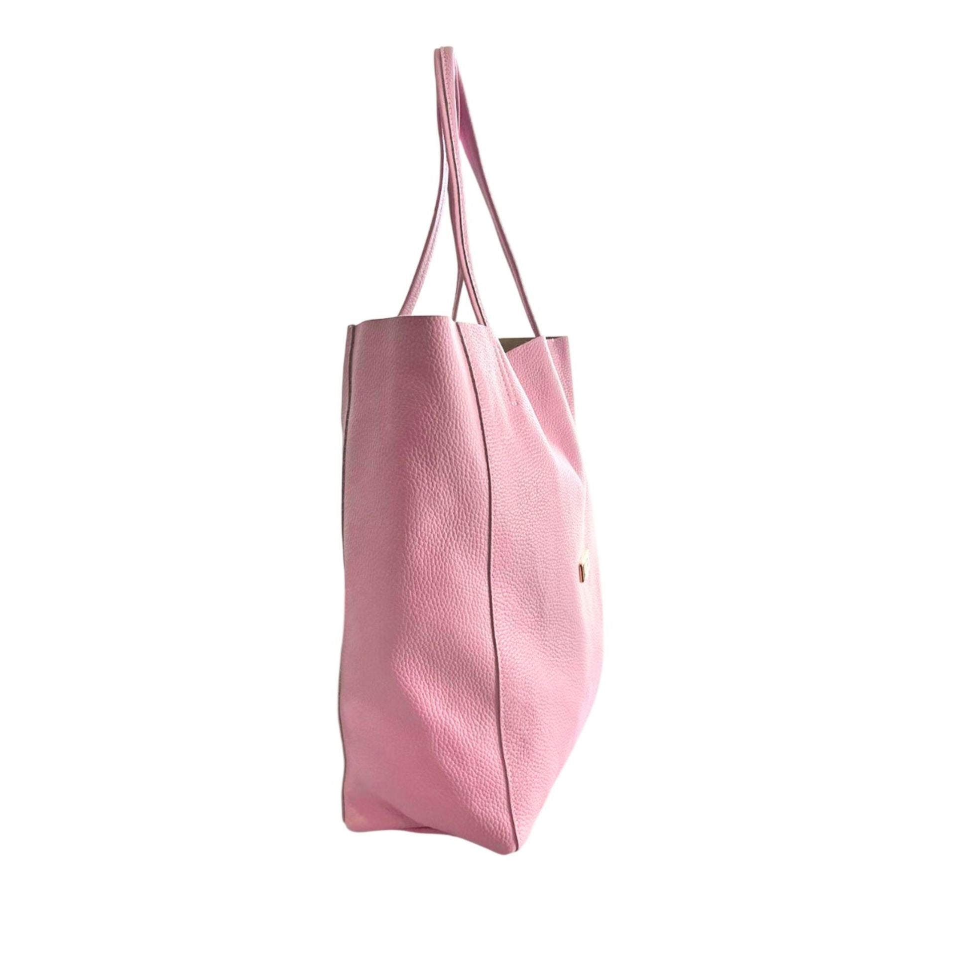 Pink Baldinini Trend IR1607 Lucca leather handbag by Jag Couture London - New York, shown with clasp and smooth finish.