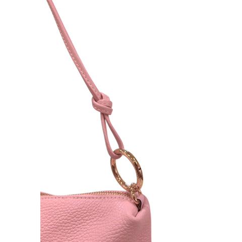 Baldinini Trend AL3138_LUCCA_RosaPink designer handbag in pink leather with gold-tone hardware and shoulder strap.