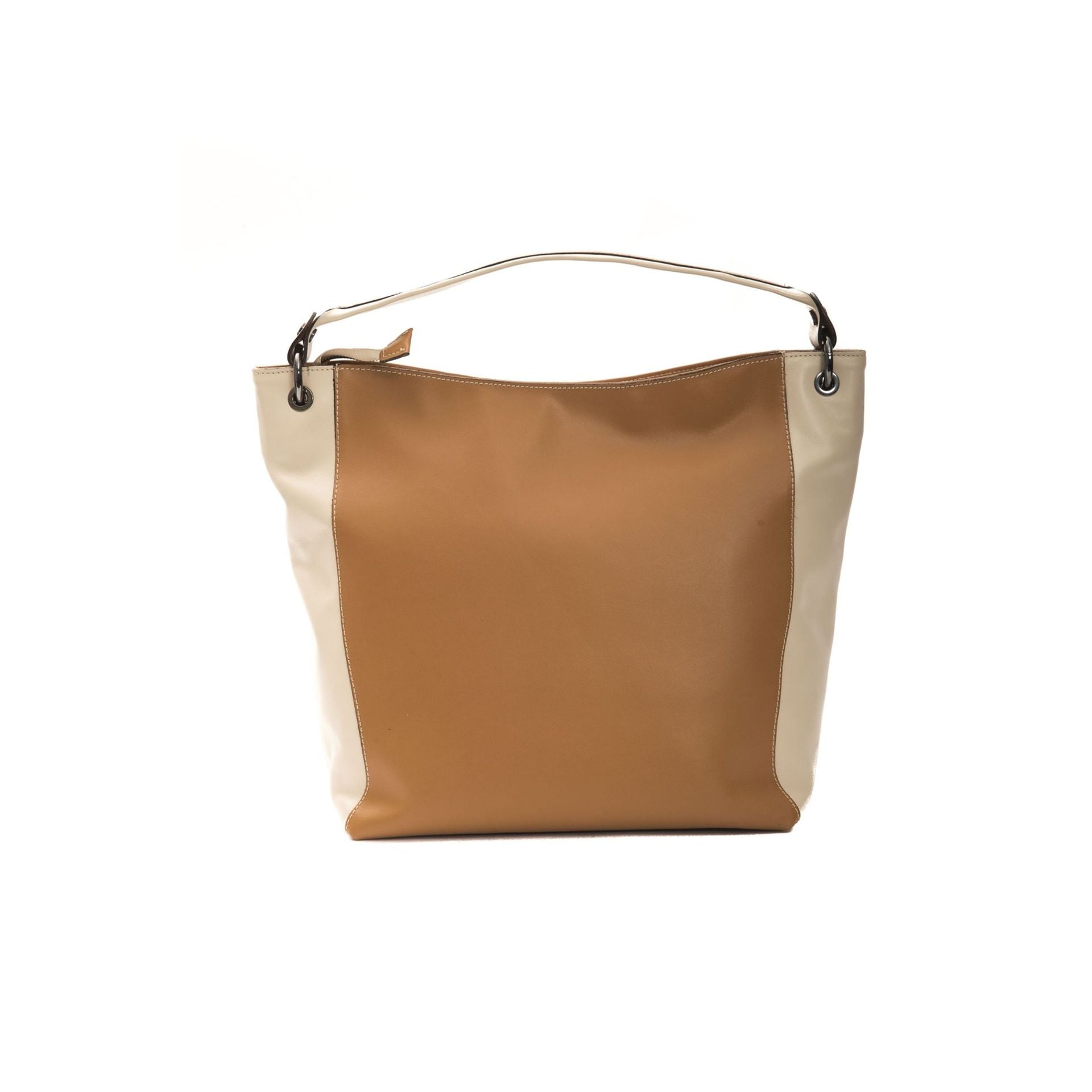 Jag Couture London-Beige Cuoio Pompei Donatella A621ELENA leather handbag with gold-tone hardware and structured shape.