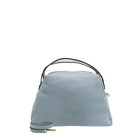 Baldinini Trend RC1754 Lucca in sky blue, Italian leather handbag with sleek design and silver-tone accents.