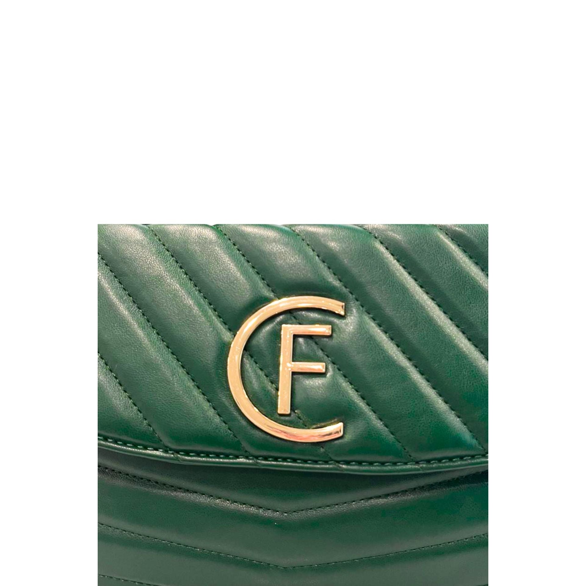 Cristinaeffe CF24FW026_VERDE green leather handbag by Jag Couture London - New York with gold hardware and adjustable strap