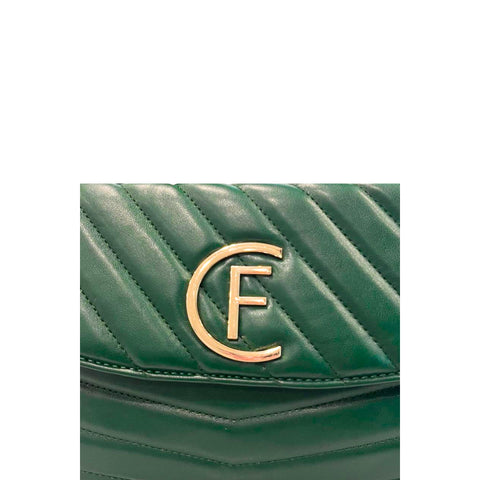 Cristinaeffe CF24FW026_VERDE green leather handbag by Jag Couture London - New York with gold hardware and adjustable strap