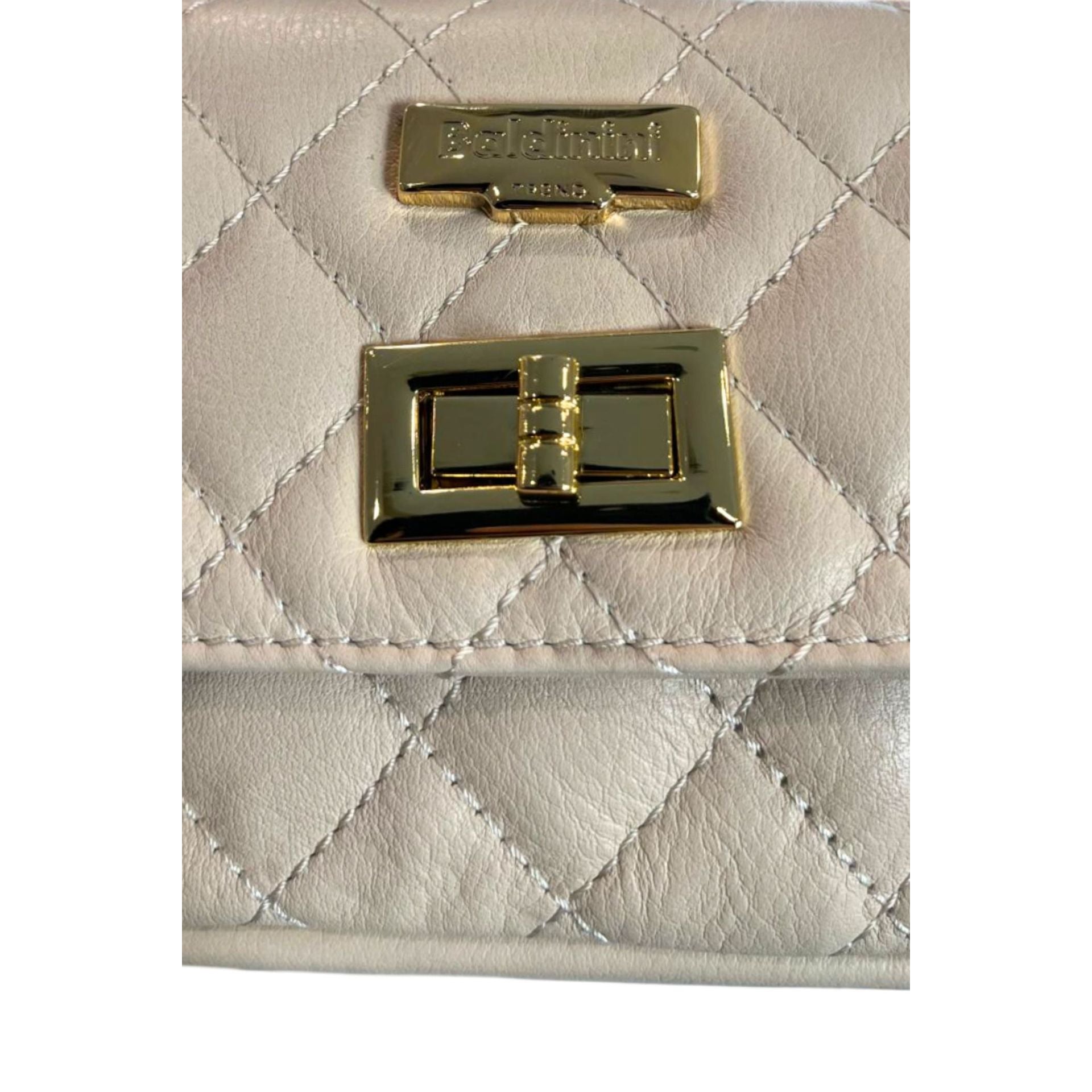 Baldinini Trend beige SC1418_LUCCA leather handbag with gold hardware, featuring a structured design and top handles.