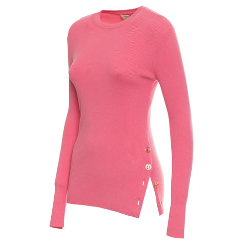 Jag Couture London New York twinset with a stylish knit top and matching cardigan, featuring a classic design and textured fabric.