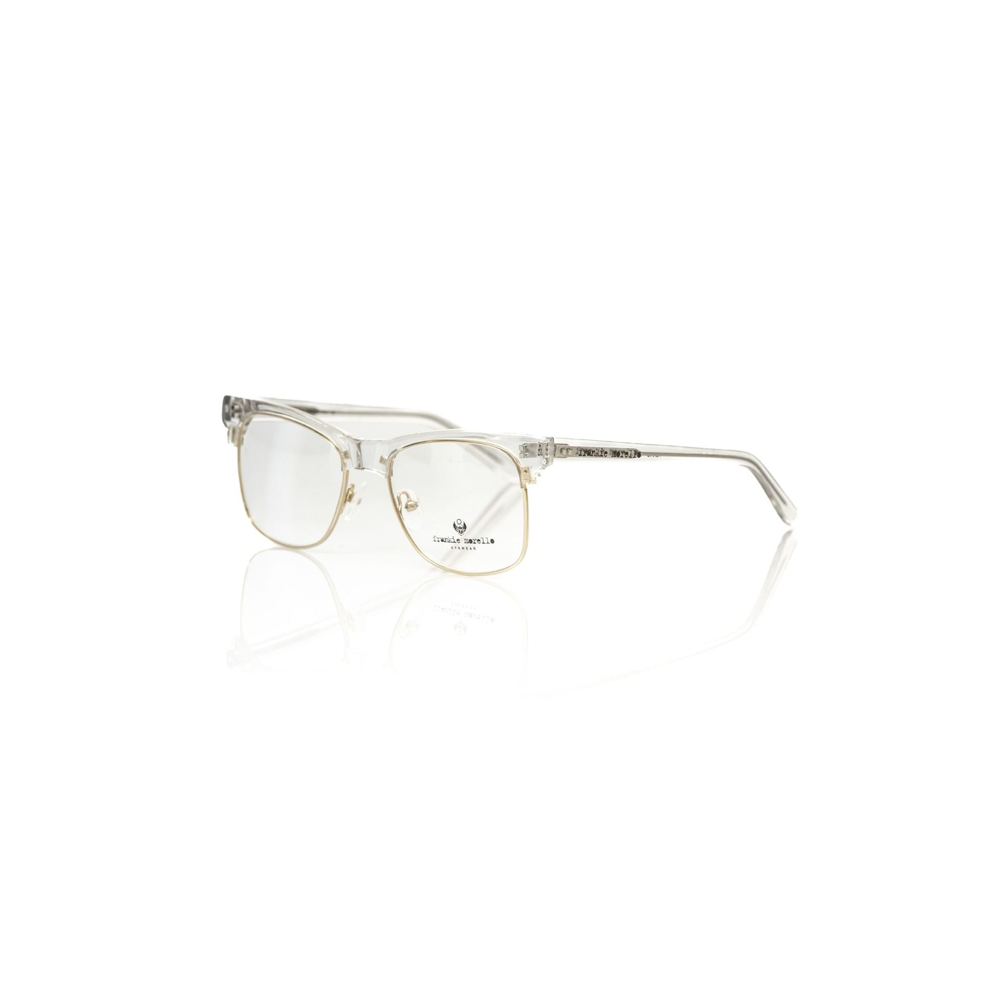 Frankie Morello FEMF8024UV_O843TRASPORO sunglasses with black frames and tinted lenses, showcased on a white background.