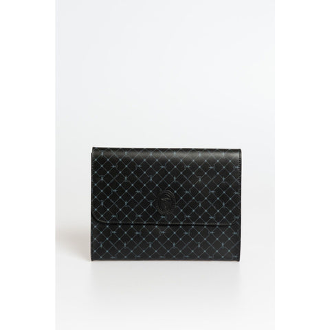 Black Trussardi 72B000432Y000083_K299 handbag by Jag Couture London-New York, showing front view with textured leather and metal accents.