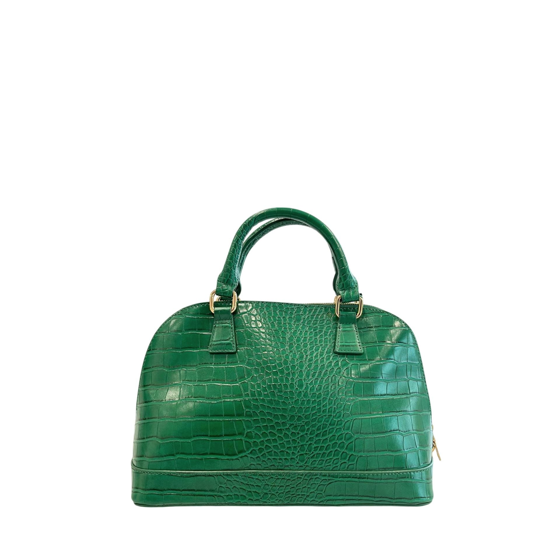 Cristinaeffe CF24FW023_VERDE by Jag Couture London - New York, stylish green handbag with gold accents, shown from front view.