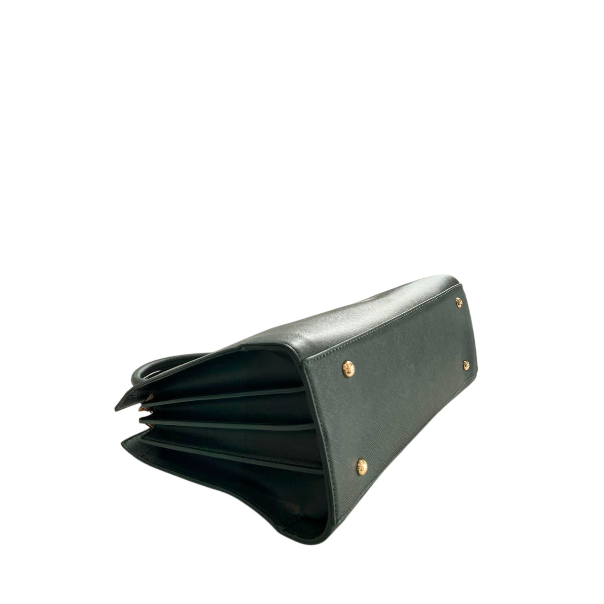 Cristinaeffe CF24FW022_VERDE handbag by Jag Couture London - New York, featuring vibrant green leather with gold hardware.