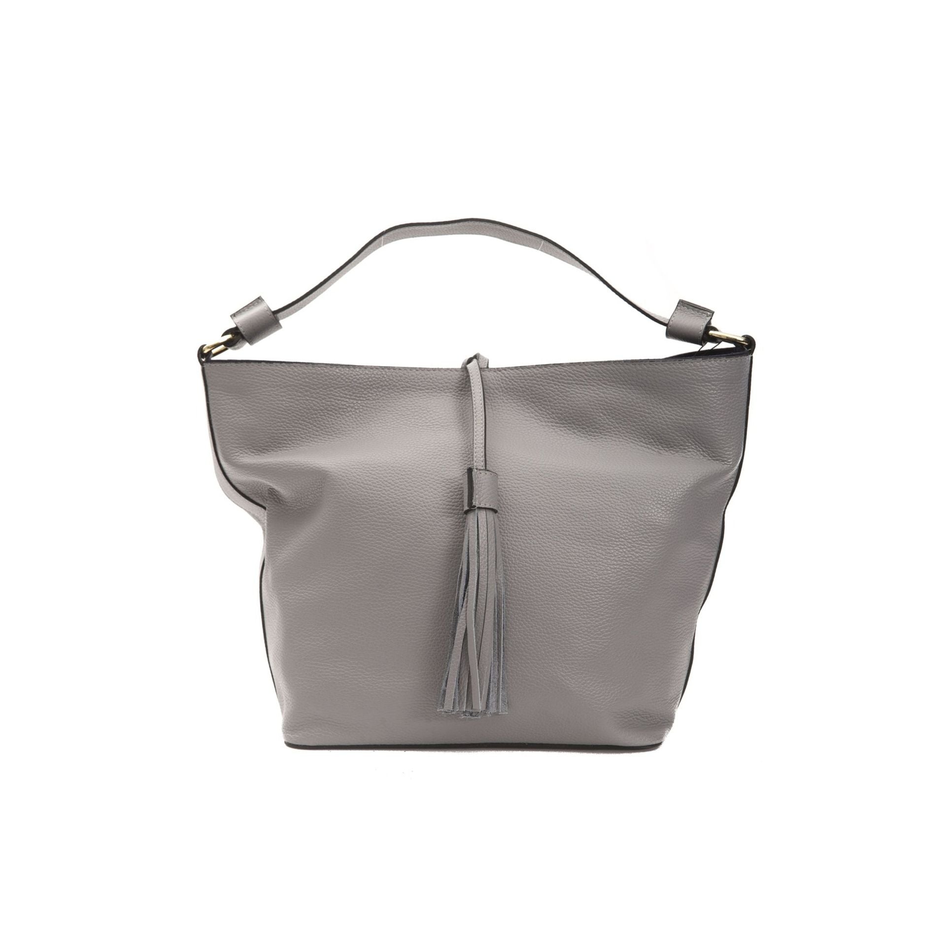 Jag Couture London Donatella MC6071GRETA_Fog handbag with sleek gray leather and silver hardware, stylish and elegant for everyday wear.