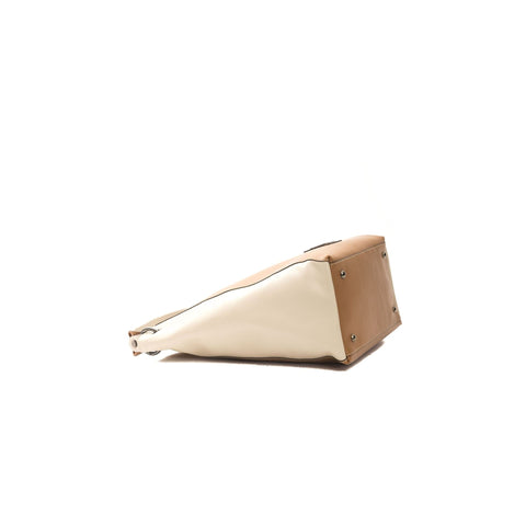 Jag Couture London - New York Pompei Donatella A621ELENA beige leather handbag with gold hardware and elegant design.