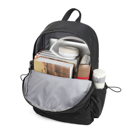 Jag Couture London XN3002-BLACK black backpack with sleek design and adjustable straps, shown on a plain background.