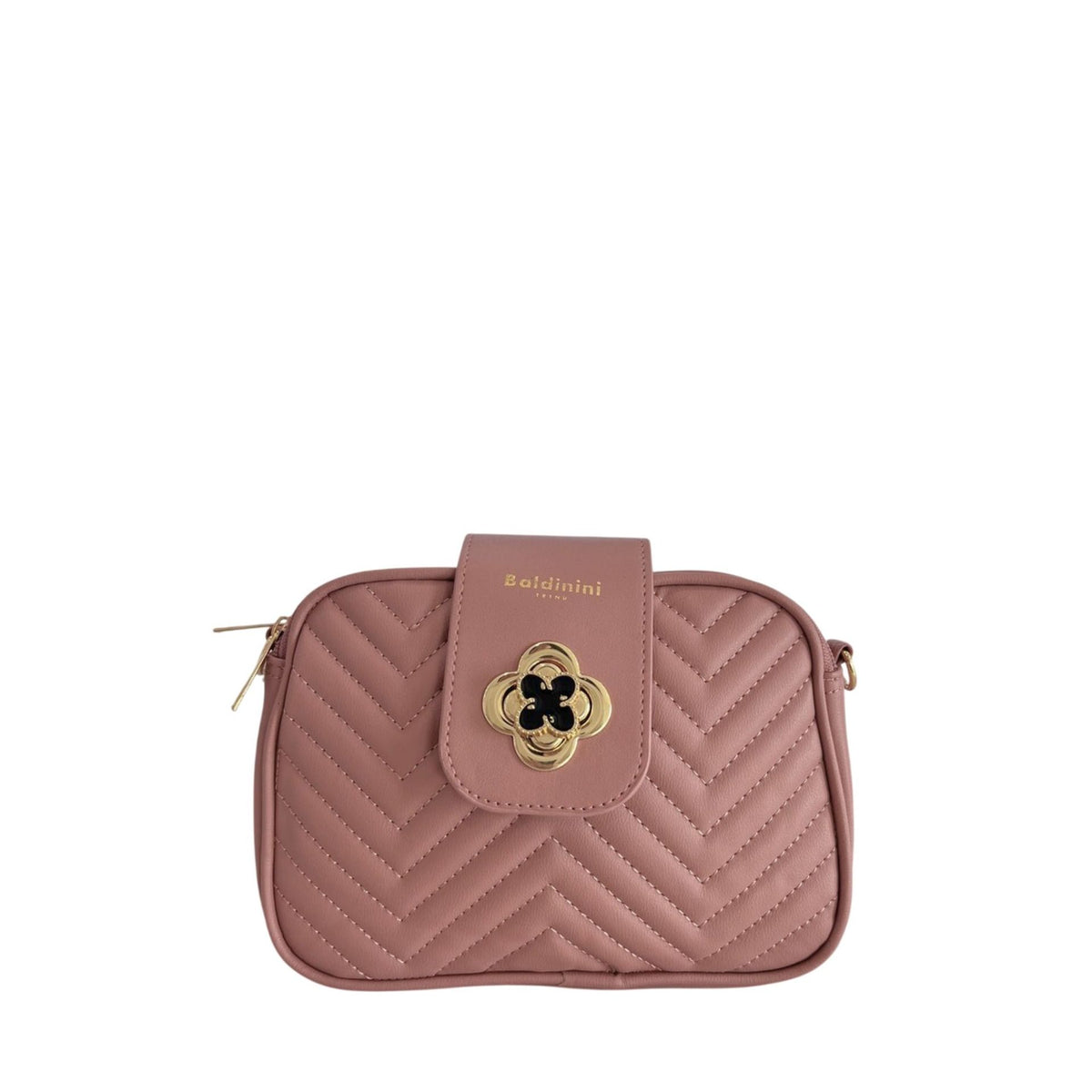 Baldinini Trend L24BAS1 Siena Cipria handbag with beige leather and gold hardware, shown from a side angle.
