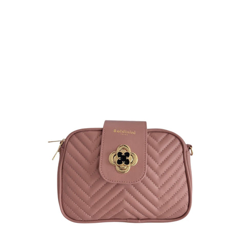 Baldinini Trend L24BAS1 Siena Cipria handbag with beige leather and gold hardware, shown from a side angle.