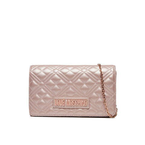 Love Moschino JC4079PP1MLA197A handbag with gold hardware and colorful logo print, featuring a top handle and zip closure.