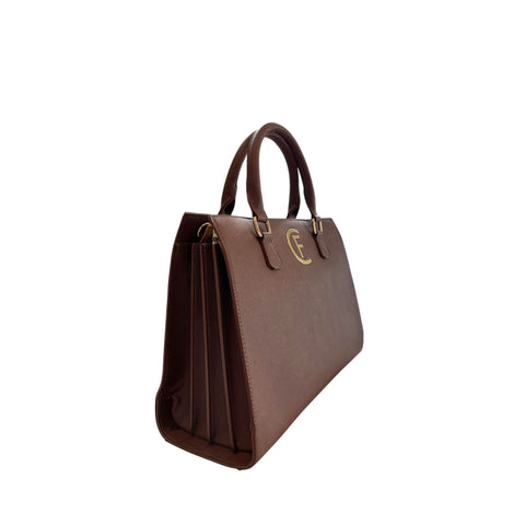 Cristinaeffe CF24FW022 Tortora handbag by Jag Couture London New York, showing its elegant textured surface and structured design.