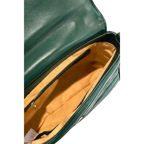 Cristinaeffe CF24FW026_VERDE handbag by Jag Couture London New York, showing vibrant green leather with silver hardware details.