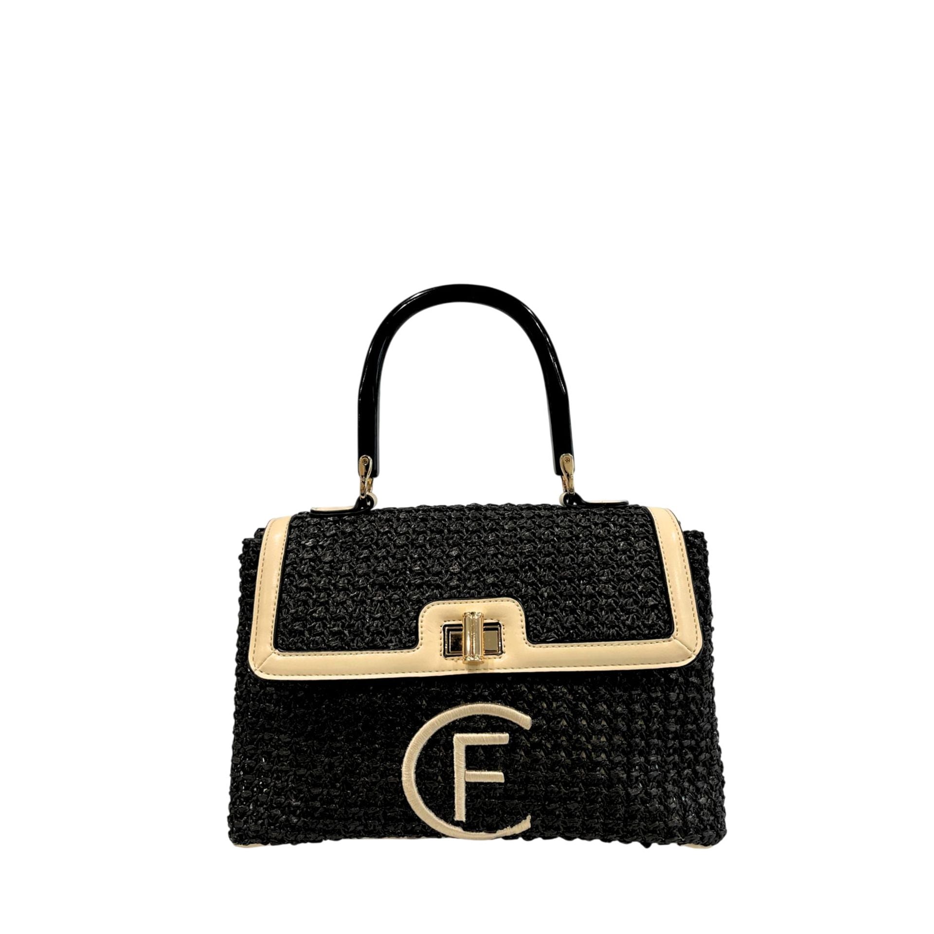 Black Cristinaeffe CF22703 handbag by Jag Couture London - New York, showing the sleek leather exterior and elegant design.