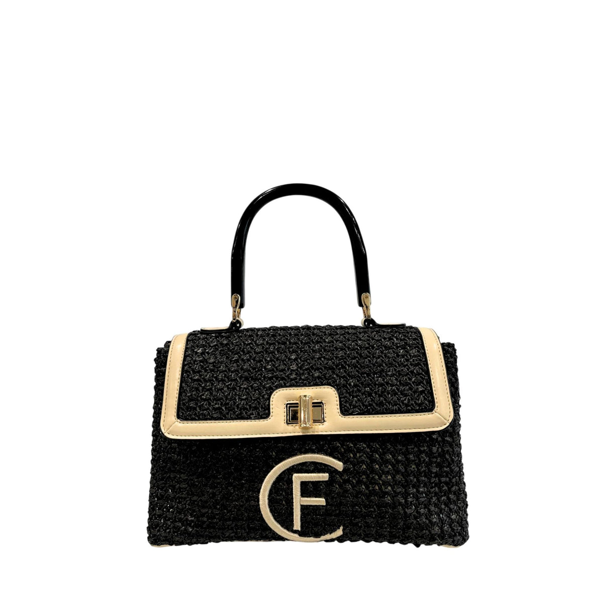 Black Cristinaeffe CF22703 handbag by Jag Couture London - New York, showing the sleek leather exterior and elegant design.