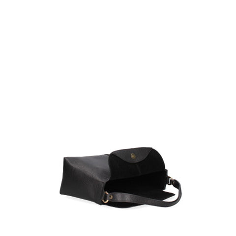 Jag Couture London Roberta Rossi RR220715423FBG-D28 black handbag with sleek leather design and silver hardware.