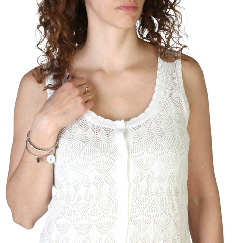 White Pepe Jeans Patty PL701851 jeans by Jag Couture London New York displayed on a hanger with visible details and stitching.
