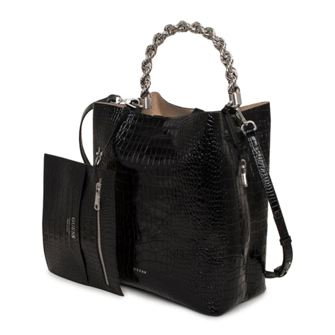 Guess HWAIDC_L1401_BLA handbag by Jag Couture London-New York, black leather with gold hardware, stylish and versatile accessory