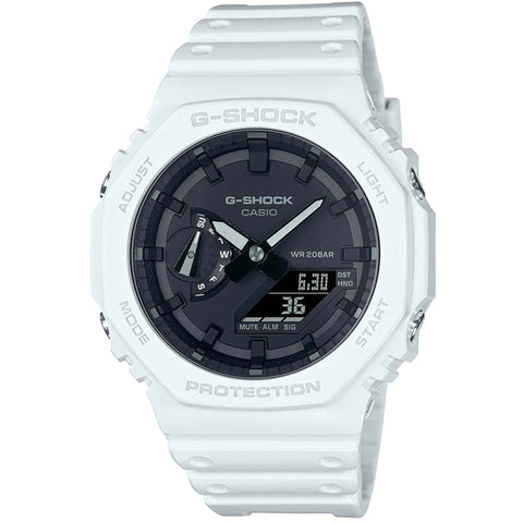 Casio G-Shock GA-2100-7AER watch with black dial and resin strap, styled by Jag Couture London - New York.