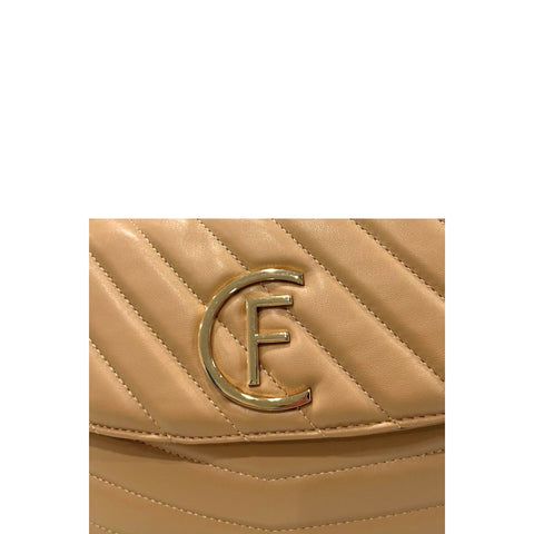 Cristinaeffe CF24FW026_TORTORA handbag by Jag Couture London New York, taupe-colored leather with sleek design and silver hardware.