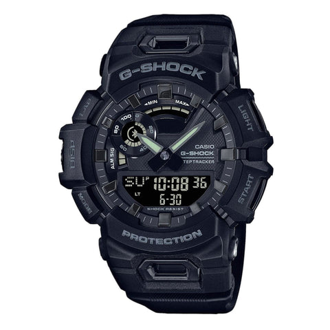 Casio GBA-900-1AER smartwatch with black band and digital display, featuring sporty design by Jag Couture London New York