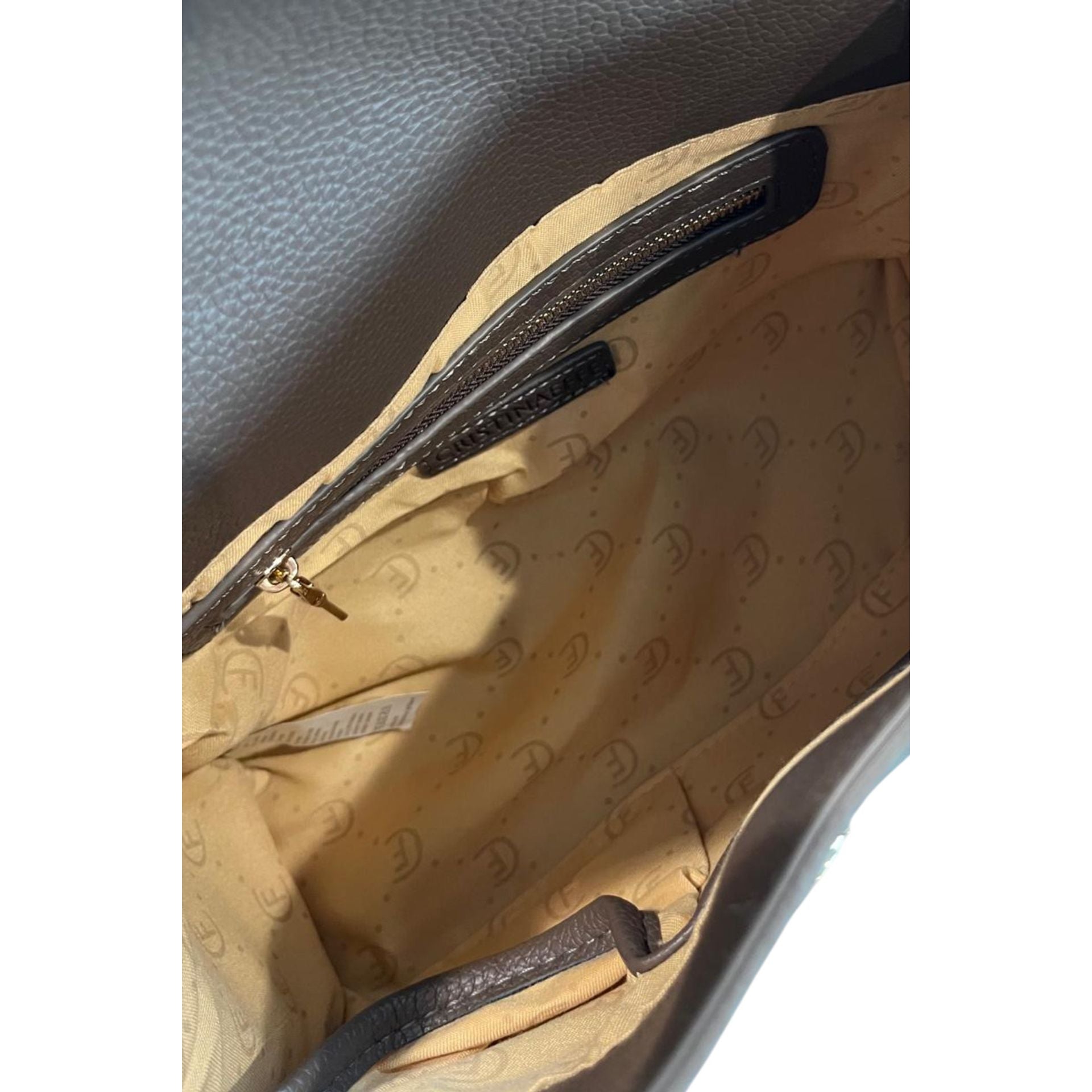 Cristinaeffe CF24FW024_MARRONE handbag by Jag Couture London - New York, in brown leather with gold hardware, stylish and elegant.